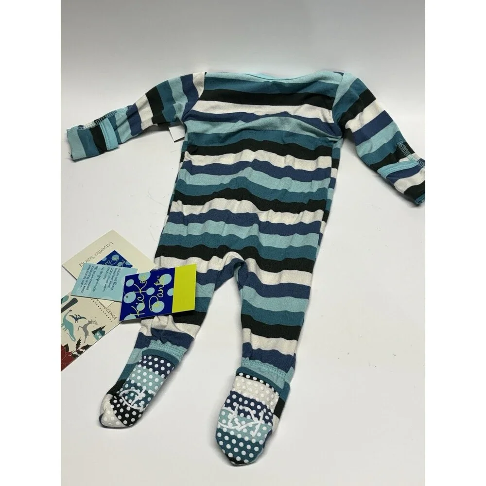 KicKee Pants Bamboo Footie Sleeper NWT Newborn Blue Stripe Zip Pajamas